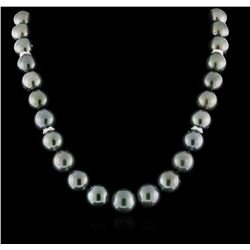 Cultured Pearl and Diamond Necklace - 14KT White Gold