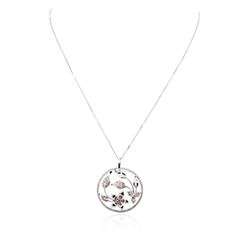 14KT White Gold 1.10ctw Diamond Pendant With Chain