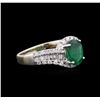 Image 2 : 14KT White Gold 1.23ct Emerald and Diamond Ring