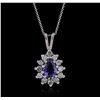 Image 1 : 14KT White Gold 0.90ct Tanzanite and Diamond Pendant With Chain