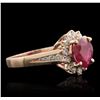 Image 2 : 14KT Rose Gold 1.55ct Ruby and Diamond Ring