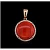 Image 1 : 14KT Rose Gold 10.10ct Coral and Diamond Pendant