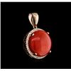 Image 2 : 14KT Rose Gold 10.10ct Coral and Diamond Pendant