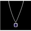 Image 1 : 14KT White Gold GIA Certified 20.78ct Tanzanite and Diamond Pendant With Chain