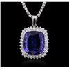 Image 4 : 14KT White Gold GIA Certified 20.78ct Tanzanite and Diamond Pendant With Chain