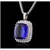Image 5 : 14KT White Gold GIA Certified 20.78ct Tanzanite and Diamond Pendant With Chain