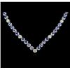 Image 2 : 14KT White Gold 11.52ctw Tanzanite and Diamond Necklace