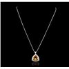 Image 1 : 14KT White Gold 5.01ct Citrine Quartz and Diamond Pendant With Chain