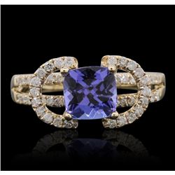 14KT Yellow Gold 1.41ct Tanzanite and Diamond Ring