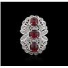 Image 1 : 14KT White Gold 6.81ctw Ruby and Diamond Ring