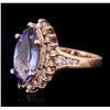 Image 2 : 14KT Rose Gold 3.06ct Tanzanite and Diamond Ring