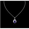 Image 4 : 14KT White Gold GIA Certified 16.01ct Tanzanite and Diamond Pendant With Chain