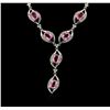 Image 1 : 14KT White Gold 15.40ctw Pink Sapphire and Diamond Necklace