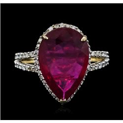 14KT Yellow Gold 5.42ct Ruby and Diamond Ring