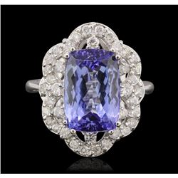 14KT White Gold 5.00ct Tanzanite and Diamond Ring