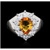 Image 1 : 14KT White Gold 2.22ct Orange Sapphire and Diamond Ring