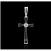 Image 1 : 14KT White Gold 0.02ctw Diamond Cross Pendant