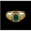 Image 1 : 14KT Yellow Gold 1.57ct Emerald and Diamond Ring