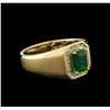 Image 2 : 14KT Yellow Gold 1.57ct Emerald and Diamond Ring