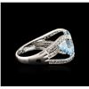 Image 3 : 14KT White Gold 6.50ct Topaz and Diamond Ring