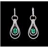 Image 1 : 14KT Two-Tone Gold 2.14ctw Emerald and Diamond Earrings