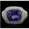 Image 1 : 14KT White Gold 6.47ct Tanzanite and Diamond Ring