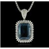Image 1 : 14KT White Gold 25.61ct Topaz and Diamond Pendant With Chain