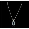 Image 2 : 14KT White Gold 25.61ct Topaz and Diamond Pendant With Chain
