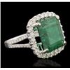 Image 2 : 14KT White Gold 7.77ct Emerald and Diamond Ring