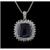 Image 1 : SILVER 19.93ctw Blue and White Sapphire Pendant With Chain