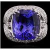 Image 1 : 18KT White Gold GIA Certified 15.08ct Tanzanite and Diamond Ring