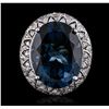 Image 1 : 14KT White Gold 25.13ct Topaz and Diamond Ring