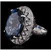 Image 2 : 14KT White Gold 25.13ct Topaz and Diamond Ring