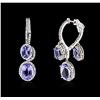 Image 2 : 14KT White Gold 8.10ctw Tanzanite and Diamond Earrings
