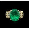 Image 1 : 14KT Yellow Gold GIA Certified 6.19ct Emerald and Diamond Ring
