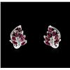 Image 1 : 14KT White Gold 0.80ctw Ruby and Diamond Earrings