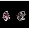Image 2 : 14KT White Gold 0.80ctw Ruby and Diamond Earrings
