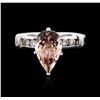 Image 1 : 14KT White Gold 2.63ct Morganite and Diamond Ring
