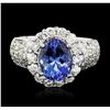 Image 1 : 14KT White Gold 2.93ct Tanzanite and Diamond Ring