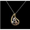 Image 1 : 18KT Tri Color Gold 0.20ctw Diamond Pendant With Chain