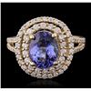 Image 1 : 14KT Yellow Gold 2.47ct Tanzanite and Diamond Ring