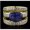 Image 1 : 18KT Yellow Gold 5.16ct Tanzanite and Diamond Ring