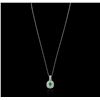 Image 2 : 14KT White Gold 0.75ct Emerald and Diamond Pendant With Chain