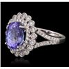 Image 2 : 18KT White Gold 3.95ct Tanzanite and Diamond Ring