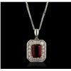 Image 1 : 14KT Two-Tone Gold 1.53ct Tourmaline and Diamond Pendant With Chain