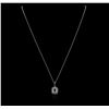 Image 1 : 14KT White Gold 0.76ct Sapphire and Diamond Pendant With Chain