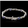 Image 2 : 14KT White Gold 3.12ctw Sapphire and Diamond Bracelet