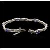 Image 3 : 14KT White Gold 3.12ctw Sapphire and Diamond Bracelet