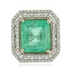Image 1 : 14KT White Gold GIA Certified 11.28ct Emerald and Diamond Ring