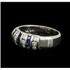 Image 2 : 14KT White Gold 0.50ctw Sapphire and Diamond Ring